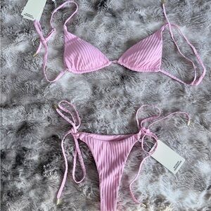 Monday Swimwear Light Pink Ribbed Bikini